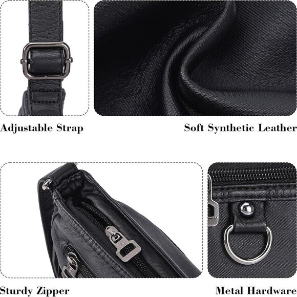 Elegant Small Crossbody Purse for Women in Dark Black - Ultra-Lightweight Design - Picture 5 of 8